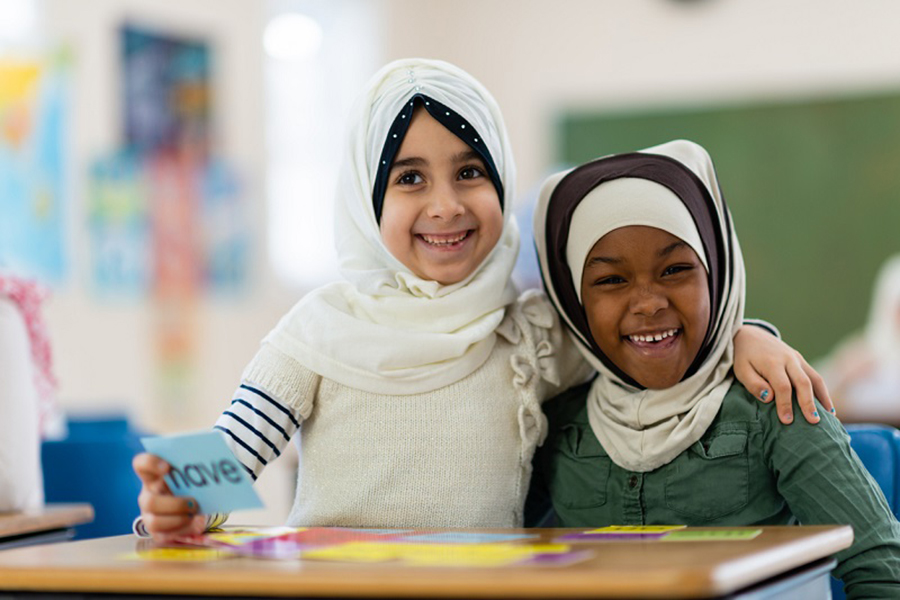 two muslim girls at school
