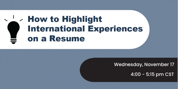 Banner: How to Highlight International Experience on a Resume, Wednesday November 17