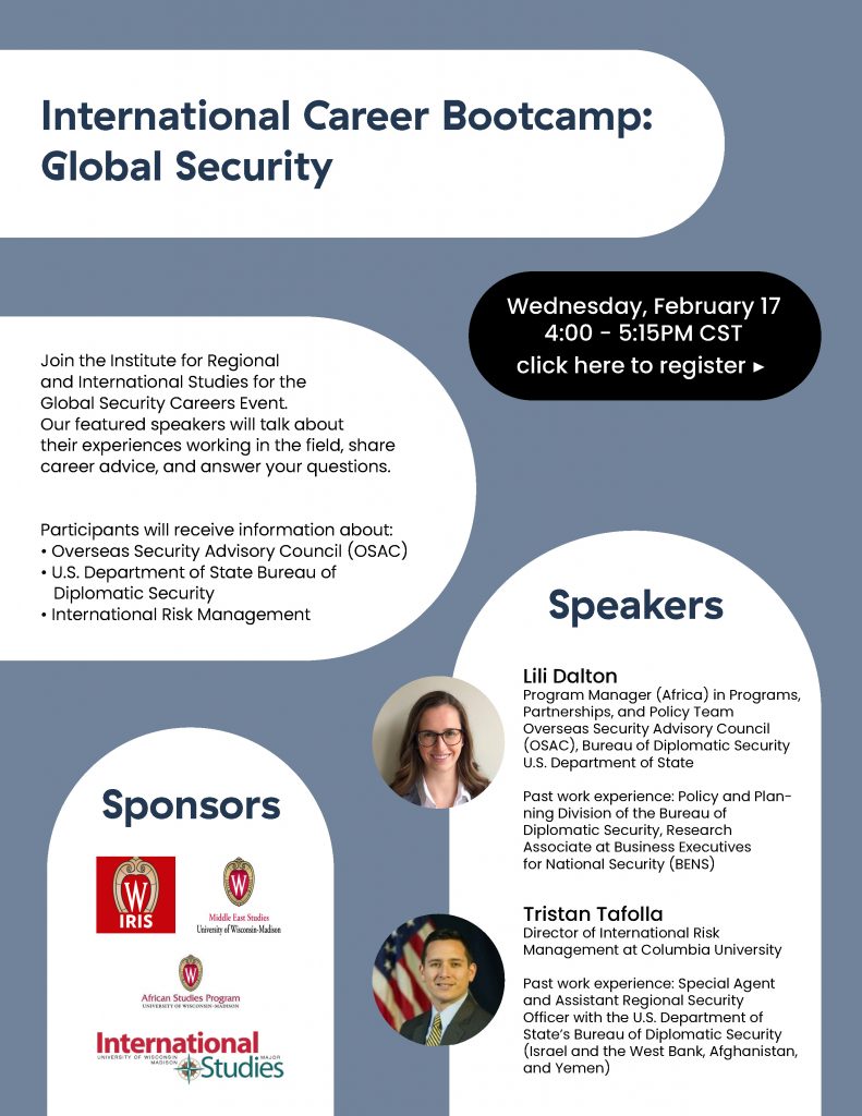 International Studies Careers: Global Security, Wednesday February 17