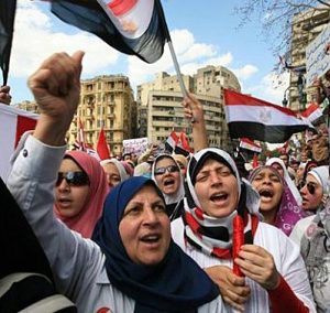 Women protesting during the Arab Spring in Cairo, Egypt