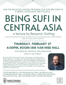 Event Banner: Being Sufi in Central Asia with Benjamin Gatling, Thursday, February 27