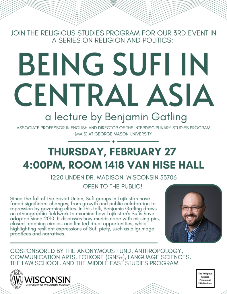 Event Banner: Being Sufi in Central Asia with Benjamin Gatling, Thursday, February 27