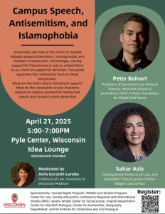 Event Banner: Campus Speech, Antisemitism and Islamophobia, April 21, 2025