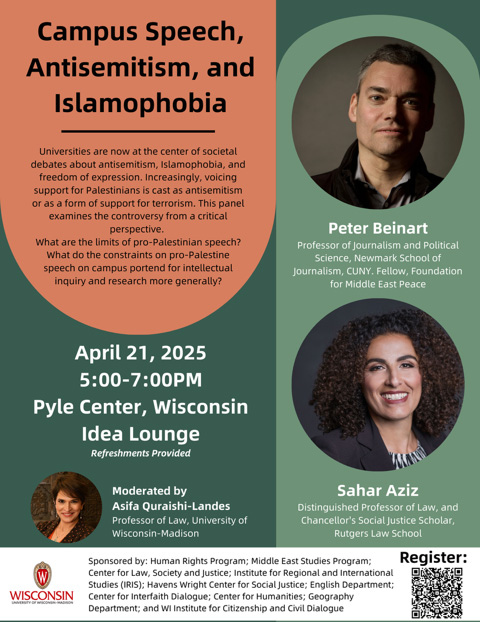 Event Banner: Campus Speech, Antisemitism and Islamophobia, April 21, 2025